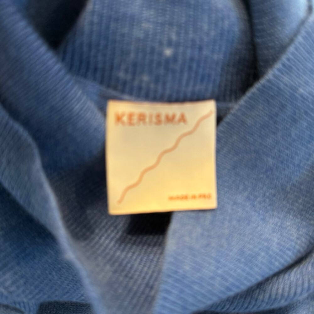 Kerisma Wome’s blue ribbed cropped sweater, turtleneck, soft, Size S/M - Picture 8 of 8